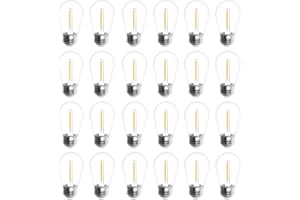 Jslinter 24-Pack LED 1W String Light Bulbs, S14 Plastic Shatterproof Edison Vintage Style Replacement 1 Watt Outdoor 2200K, Waterproof, Warm White Equivalent to 11w, e26 Base
