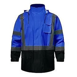SKSAFETY Hi Vis Reflective Work Rain Jacket for Men