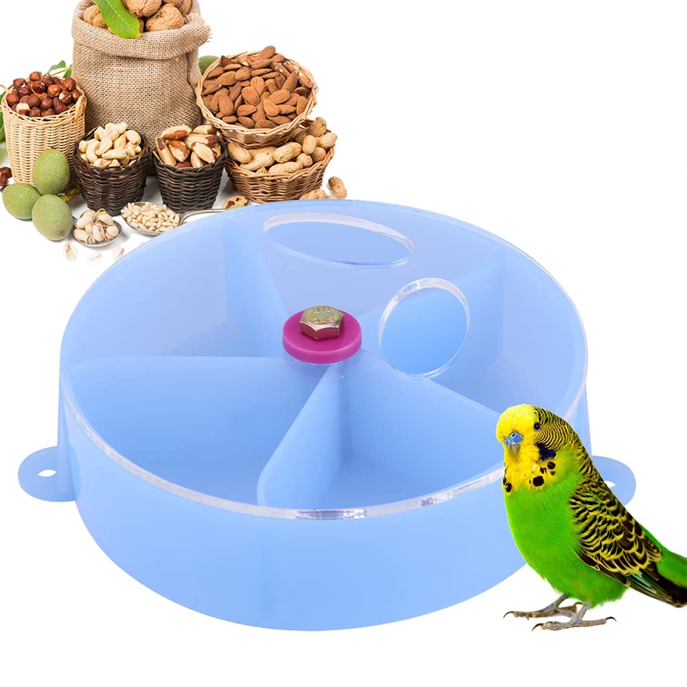 Parrot Foraging Wheel Interactive Puzzle Feeder Toy for Cockatiel Conure Budgies Parakeet Small Parrots - Blue Bird Enrichment Activity