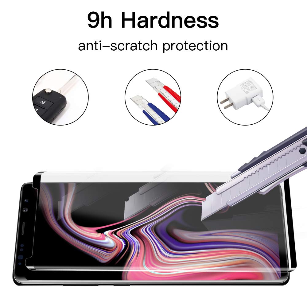 EyeO2 for Samsung Galaxy Note 9 Screen Protector 3D Curved Tempered Glass Film Anti-Scratch Anti-Fingerprint Full Cover Clear Edge Screen Guard Case Friendly