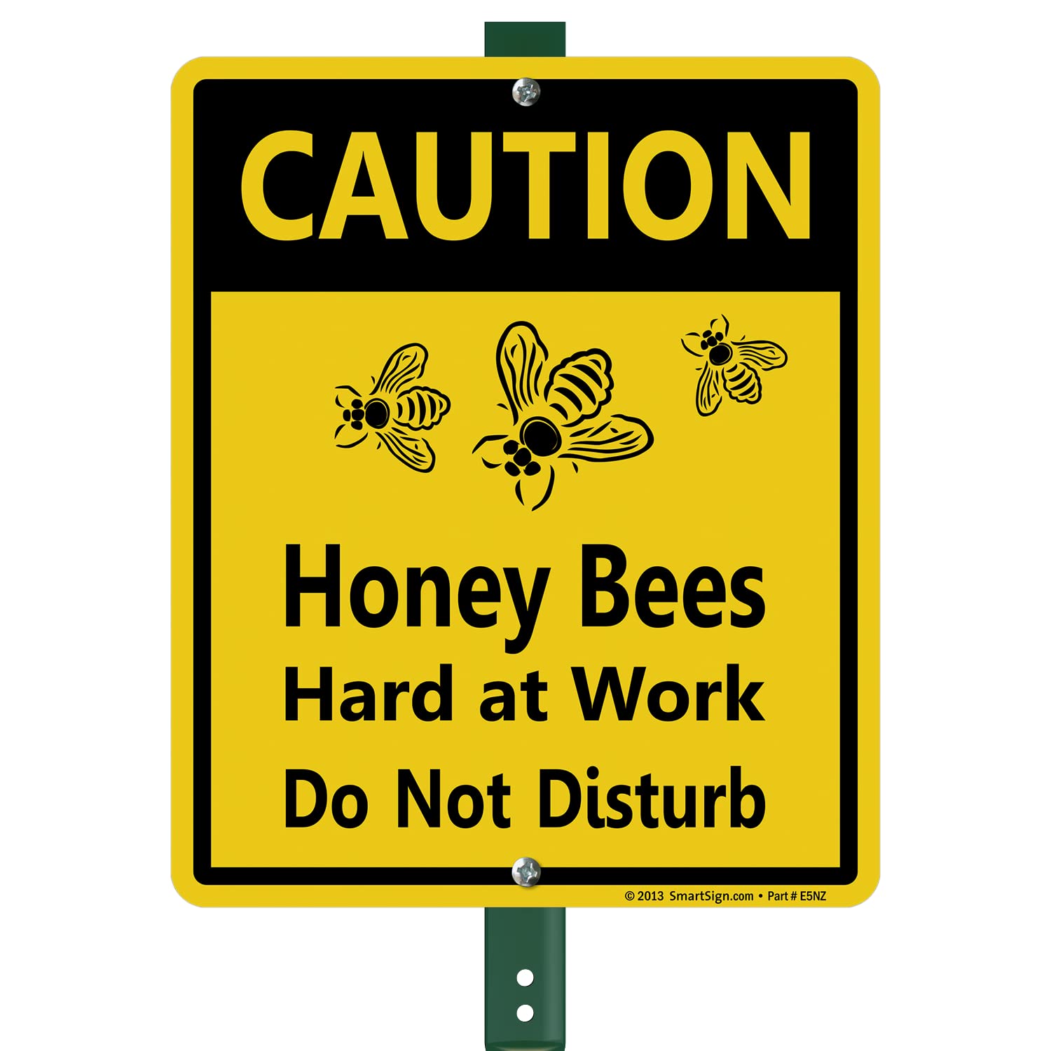 SmartSign "Caution - Honeybees Hard At Work, Do Not Disturb" LawnBoss® Sign | 10" x 12" Aluminum Sign With 3' Stake