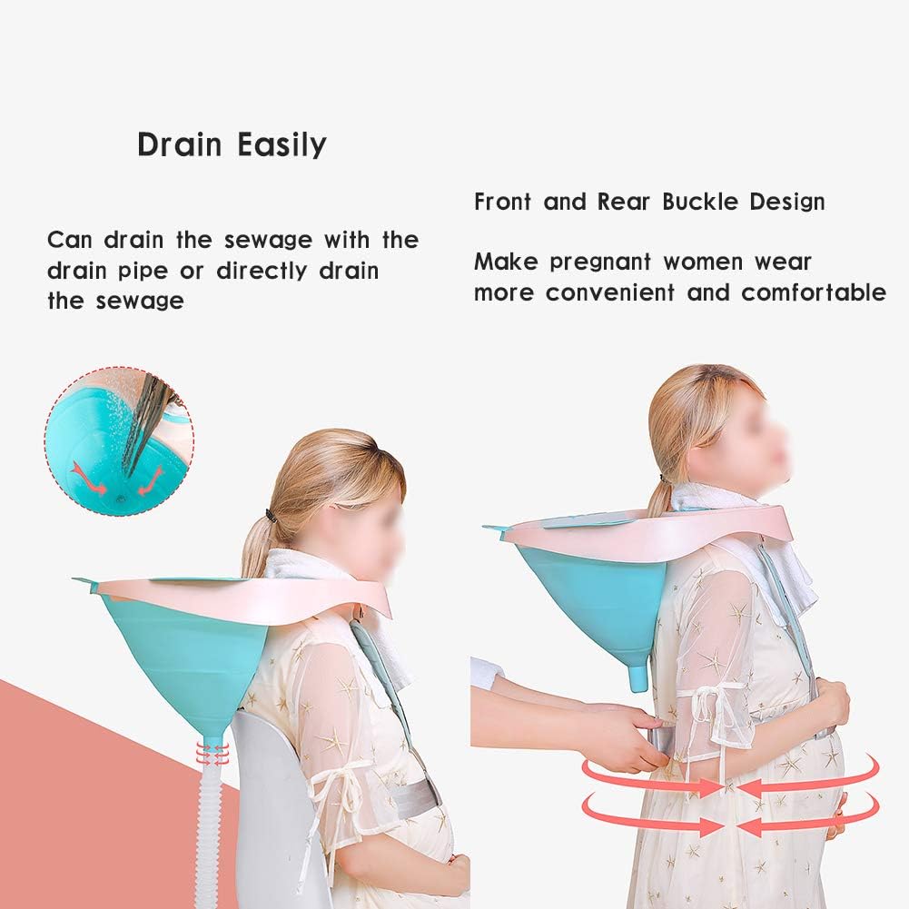 Ibnotuiy Foldable Shampoo Basin Shampoo Bowl Hair Washing Sink with Strap and Removable Drain Tube for Pregnant Women/Elderly/Disabled (Blue and Pink): Health & Personal Care