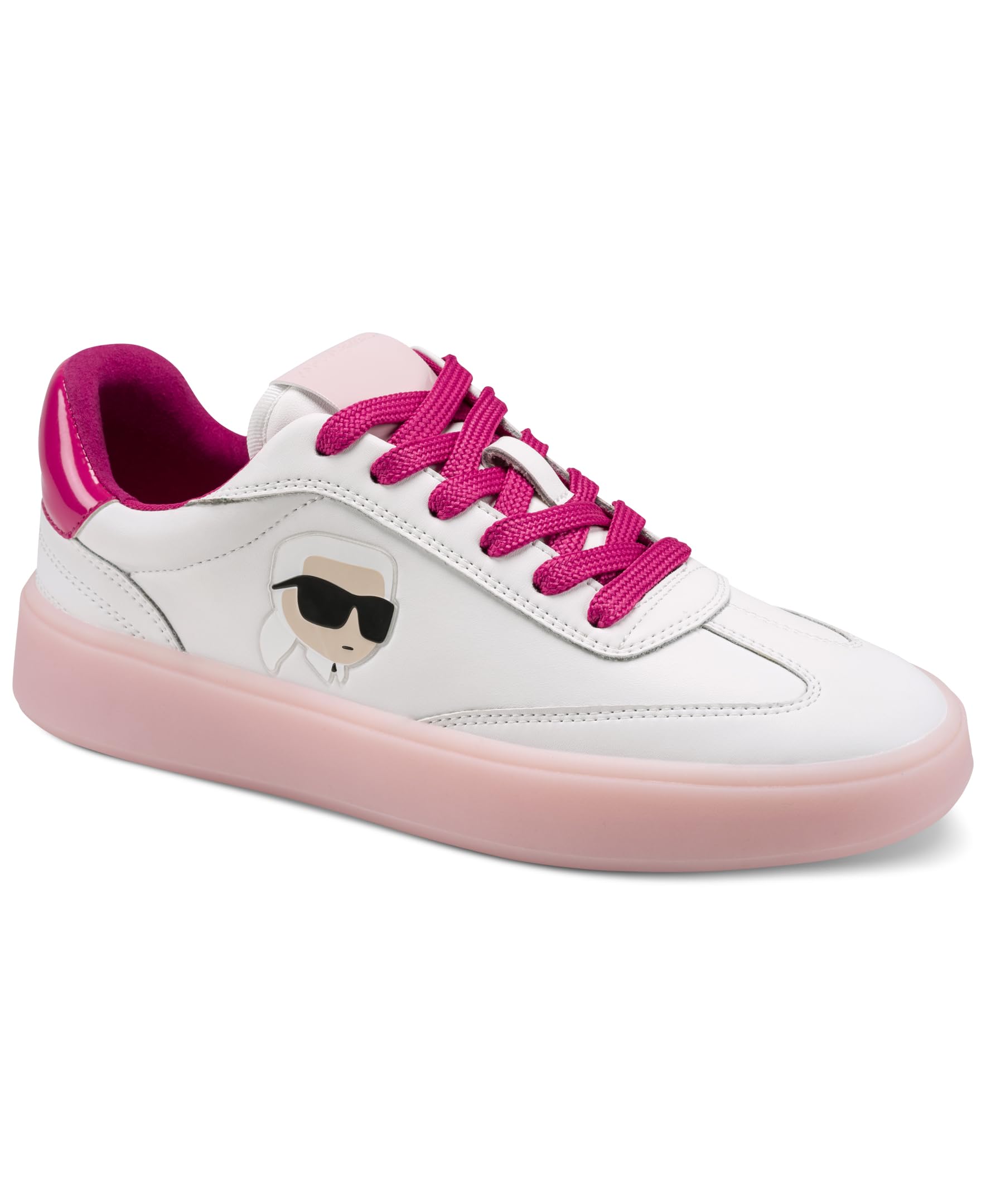 KARL LAGERFELD Women’s Sumava Everyday Karl Head Lace Up Sneaker, Bright White/Hot Pink, 6.5