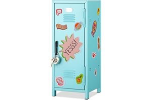 Vercraft Mini Locker with Lock Keys Stickers 10.8inch Small Storage Locker Desk Locker Metal Small Locker Miniature Storage Locker Functional Safe Metal Locker for Desktop Bedroom Home Office(Green)