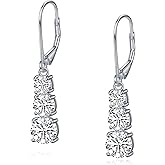 Rnivida 925 Sterling Silver Cubic Zirconia Leverback Drop Earrings, CZ Dangle Earrings for Women