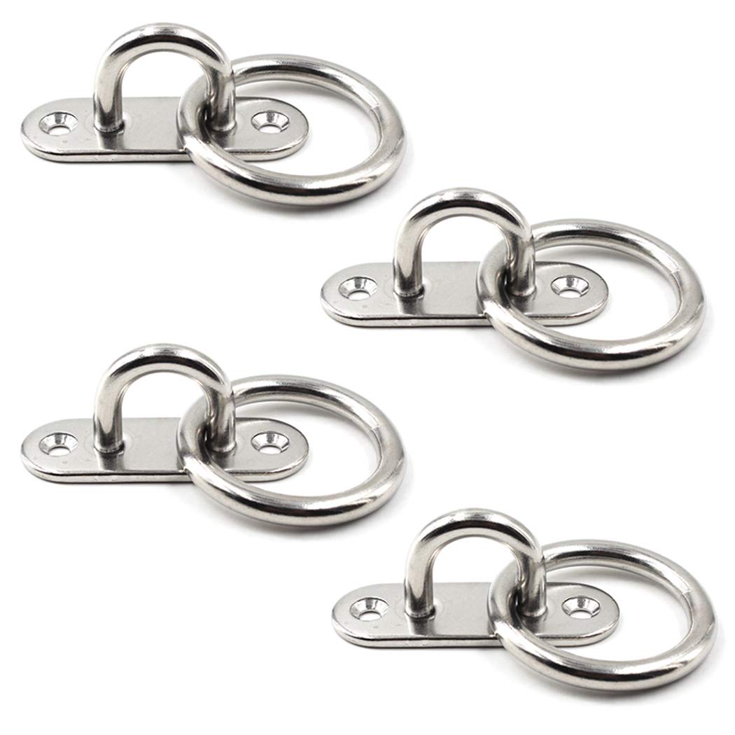 SeeRaphee Ceiling Wall Mount Hook Heavy Duty Pad Eyes with Ring 5mm 3/16" 304 Stainless Steel Great for Yoga Swings Hammocks/Boat Rigging/Marine Deck Hardware/Suspension Training Straps