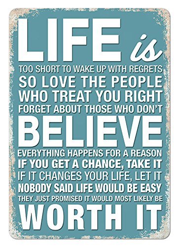 Slogan Life's Too Short... Quote Blue Metal Wall Sign Plaque Art Inspirational by Cirrus