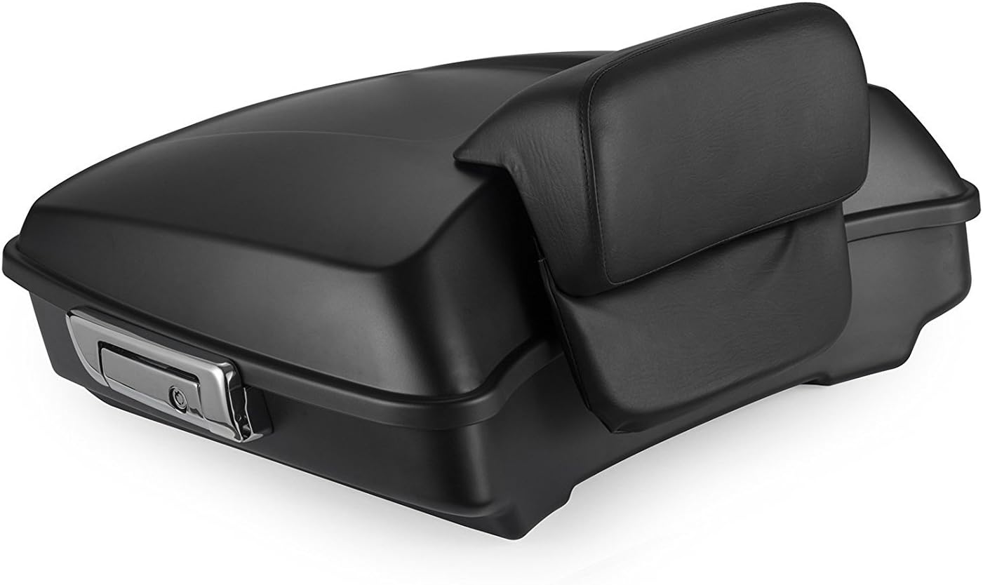 TJMOTO Unpainted Black Razor Tour Pak Trunk With Backrest For Harley Touring Road Street Glide 2014-2017