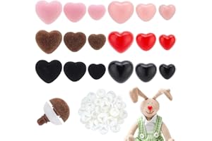 PH PandaHall 6 Sizes Safety Noses 4 Colors Plastic Craft Noses 54pcs Heart Shaped Amigurumi Nose Crochet Flocking Nose with W