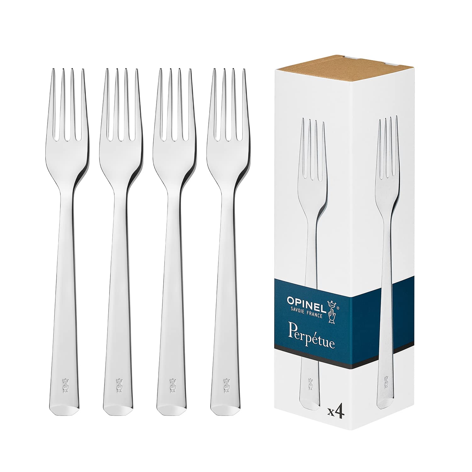 Opinel Box of Four Forks Perpétue Stainless Steel Easy Clean Practical 254616 Silver