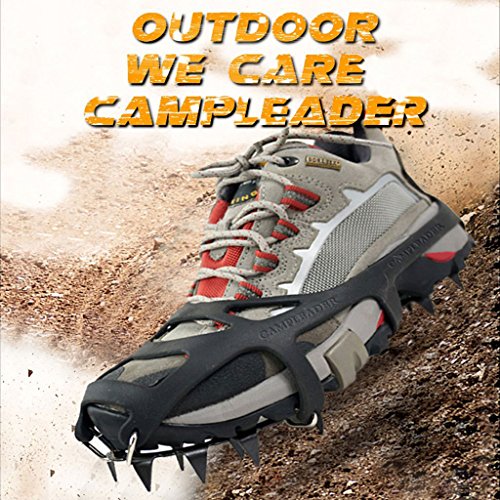 Gear 18 Tooth Crampons Cleats Set Fishing Outdoor Climbing Snow Ice Crampons Catch Snow Claw Antiskid Shoe Spikes（1 pair）