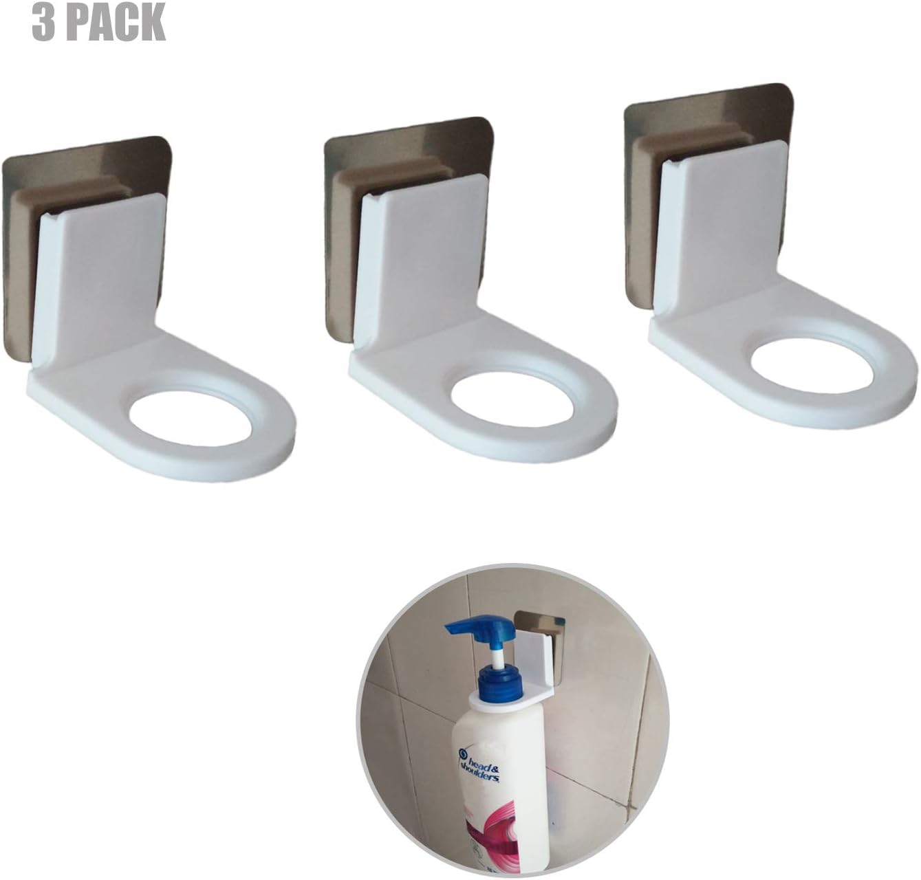 Shampoo Holder Hook, Home Plastic SelfAdhesive Wall Mounted Bathroom Bottle Holder Shower Gel