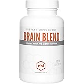 NBI Brain Blend for Memory, Focus, Concentration, Cognitive Function for Men & Women | Caffeine-Free with ALCAR, Alpha Lipoic Acid, Huperzine A, Turmeric | Nootropic | 120ct Capsules