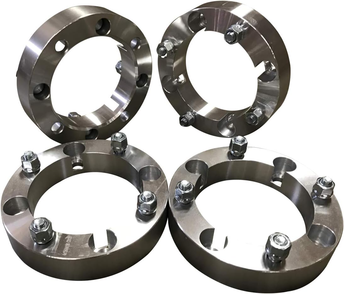 4x156 Wheel Spacers (1.5 inch) 38.1mm (131mm bore, 12x1.5 Studs & Nuts) 4 Lug wheelspacer for Polaris Ranger, RZR, XP 1000, S 900, S 1000, ATV, UTV (Silver) (4 pieces)