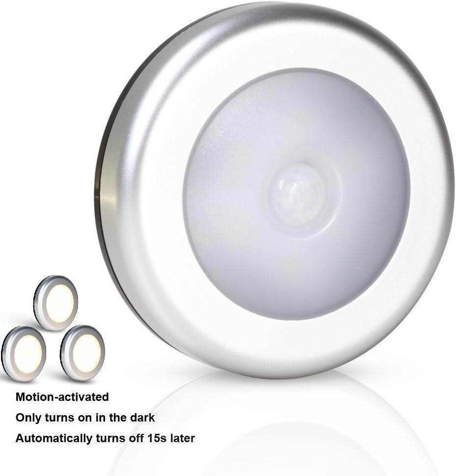 GMH Motion Sensor Night Light Human Body Induction Lamp Battery Powered LED Wireless Night Light Wall Light for Hallway Closet Stairs Bathroom Bedroom Kitchen (White)