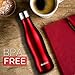 Onebttl Aqua Stainless Steel Double-walled Insulated Bottle (Red) Ideal for outdoor, school, travel, hiking & Pefect for keeping coffee, tea, ice cubes, beverage Hot & Cold - 400ml /13.5oz