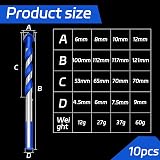 JN 10 Pcs Tungsten Carbide Masonry Drill Bit Set 6/8/10/12mm Tile Concrete Brick view 2
