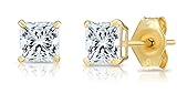 Solid 14k Yellow Gold Square Solitaire Cubic