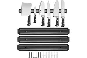 3 Pack Magnetic Knife Holder, 33 Cm Strong Magnetic Knife Strip, Stainless Steel Knife Bar with 6 Screws, Space Saving Knife 