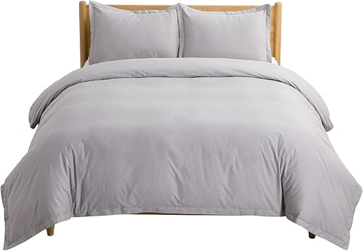 Amazon Bedsure 掛け布団カバー シングル 綿 布団カバー 綿100 グレー かけ布団カバー 掛け布団カバー 夏 布団かばー ふとんかばー ふとんカバー 綿100 150x210cm 単品 掛ふとんカバー 8箇所紐付き 通気吸湿 掛けふとんカバー オンライン通販