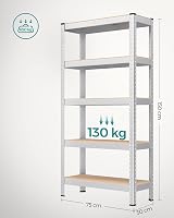 SONGMICS 5-Tier Shelving Unit Set of 2 Steel 650 kg Load 30x75x150 cm view 7
