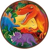 Prehistoric Dinosaurs Metallic Lunch Plates, 8ct