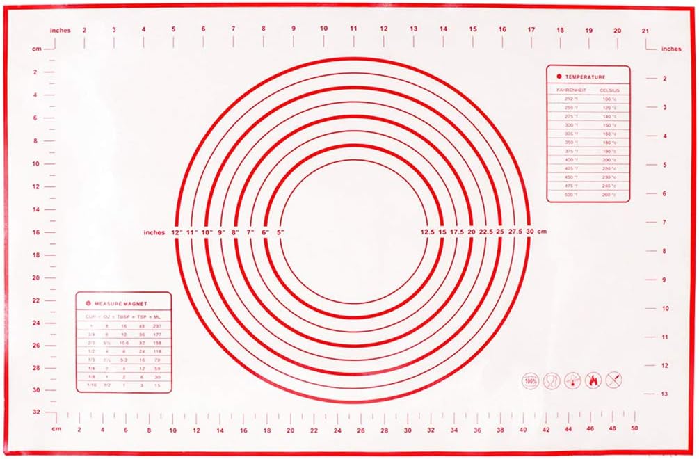 Silicone Pastry Mat Silicone Baking Mat for Pastry Rolling with Measurements Pastry Rolling Mat, Reusable Non-Stick Silicone Baking Mat (15.7''19.7''0.05'')