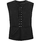 American Trends Renaissance Costume Men Renaissance Vest Costume Medieval Costumes Lace-up Waistcoat Halloween Pirate Vest