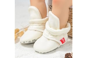 Baby Boys Girls Booties with Anti-Skid Bottom Cozy Winter Warm Socks Slippers Toddler Soft Sole Crib Shoes