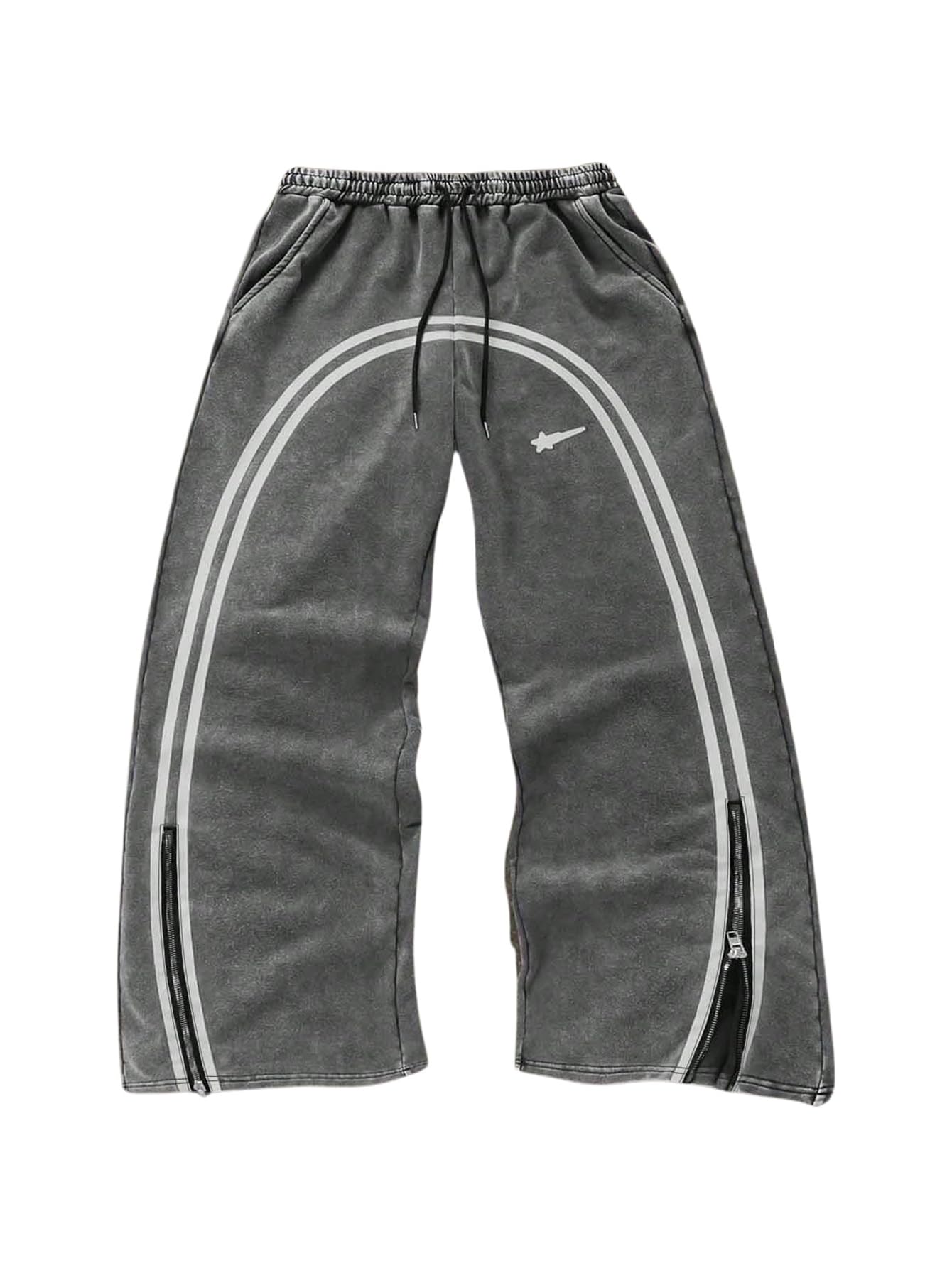 Photo 1 of BEAUDRM Men's Y2k Baggy Sweatpants Wide Leg Stripe Track Pants Drawstring Fall Pant with Pockets Streetwear Grey Small