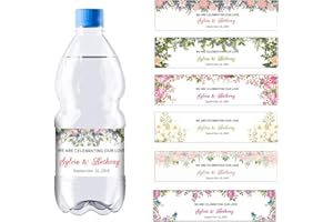 Personalized Water Bottle Labels - Waterproof Water Bottles Stickers with Photo/Text/Logo/Image for Wedding, Engagement, Birt