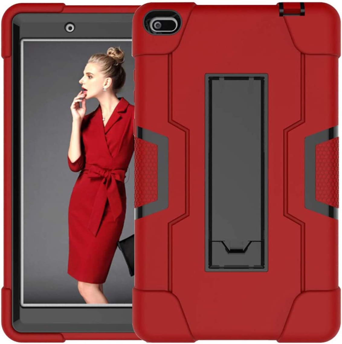KoolbeiLenovo Tab E8 Case ONLY for Model TB-8304F,Heavy-Duty Drop-Proof Rugged Hybrid case Built-in Stand, for Lenovo Tab E8 TB-8304F /TB-8304F1 Case 2018 Released (Red/Black)