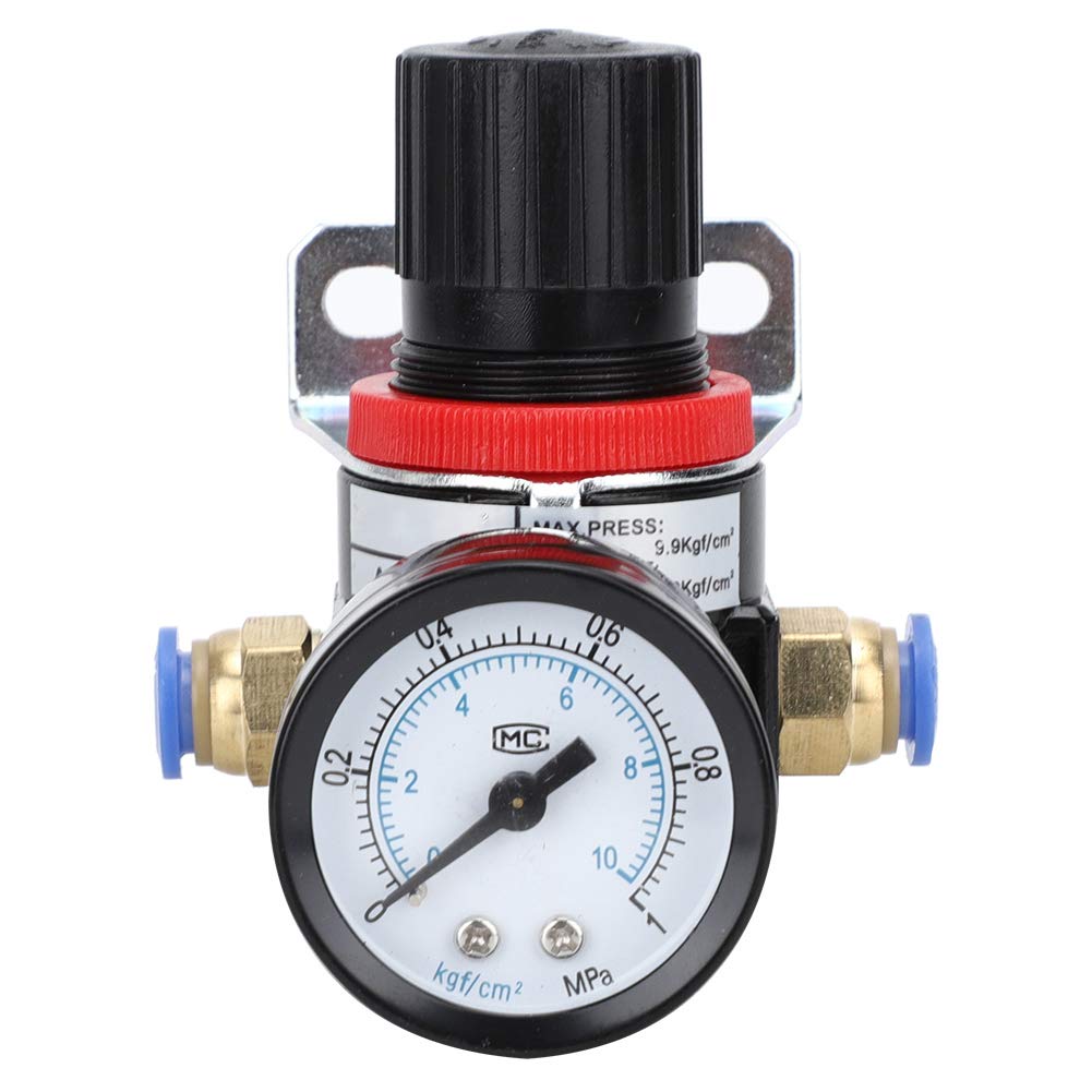 Joyzan Adjustable Pressure Reducing Valve, Water Regulator Valve Gauge Reducer Valves Air Compressor Bracket Compression Copper Piping Rear Entry Female Pipes Manometer Thread Range Retaining Ring