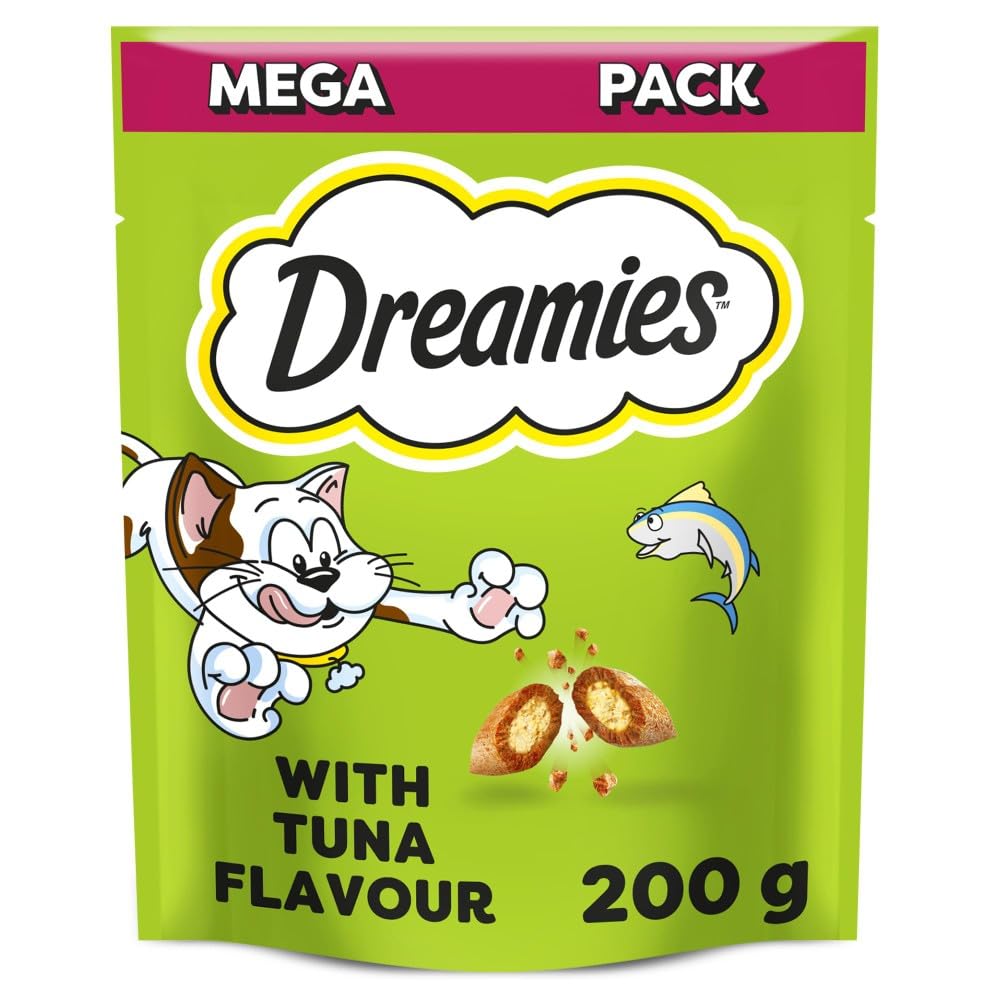 Dreamies Mega Pack Cat Treats, Tasty Snacks with Delicious Tuna, 1 Pouch of 200 g