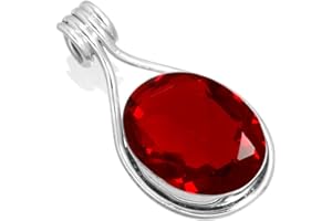 Boho Handmade Jewelry Chunky Natural Gemstone Garnet, Amber, Turquoise, Onyx Oval Genuine 925 Sterling Silver Pendant Necklac