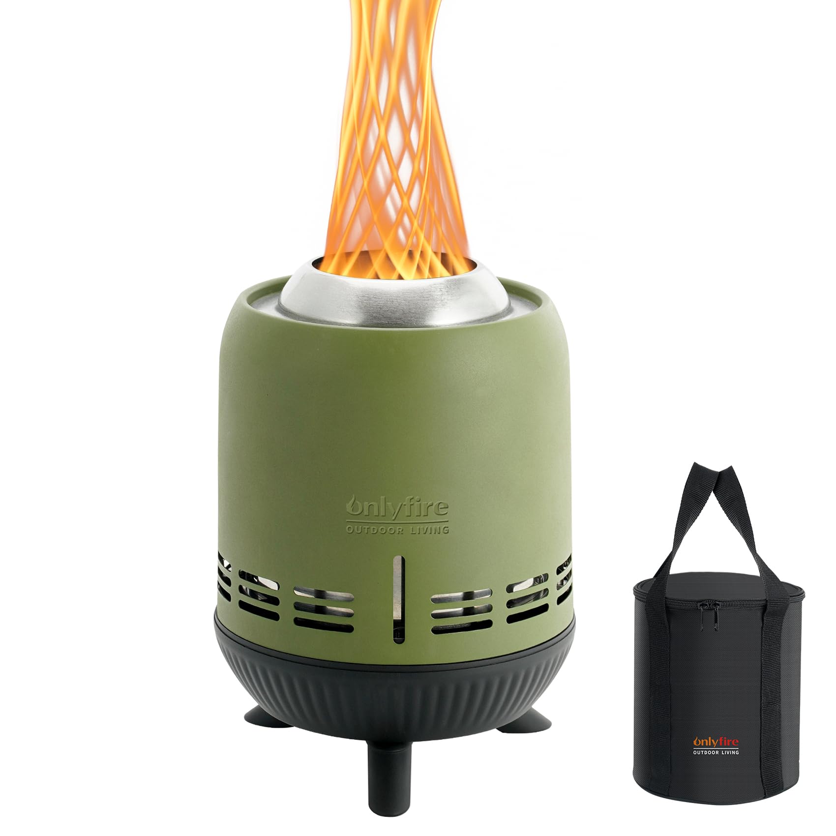 Onlyfire Smokeless Fire Pit with Carrying Bag, Mini Tabletop Fire Pit, Wood&Pellet Burning Fireplace for Outdoor Camping Tailgating Patio Backyard, Green