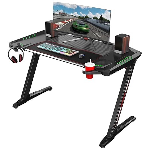 Eureka Ergonomic Z2 Gaming Desk 50.6'' Z Shaped Office PC Computer Gaming Table