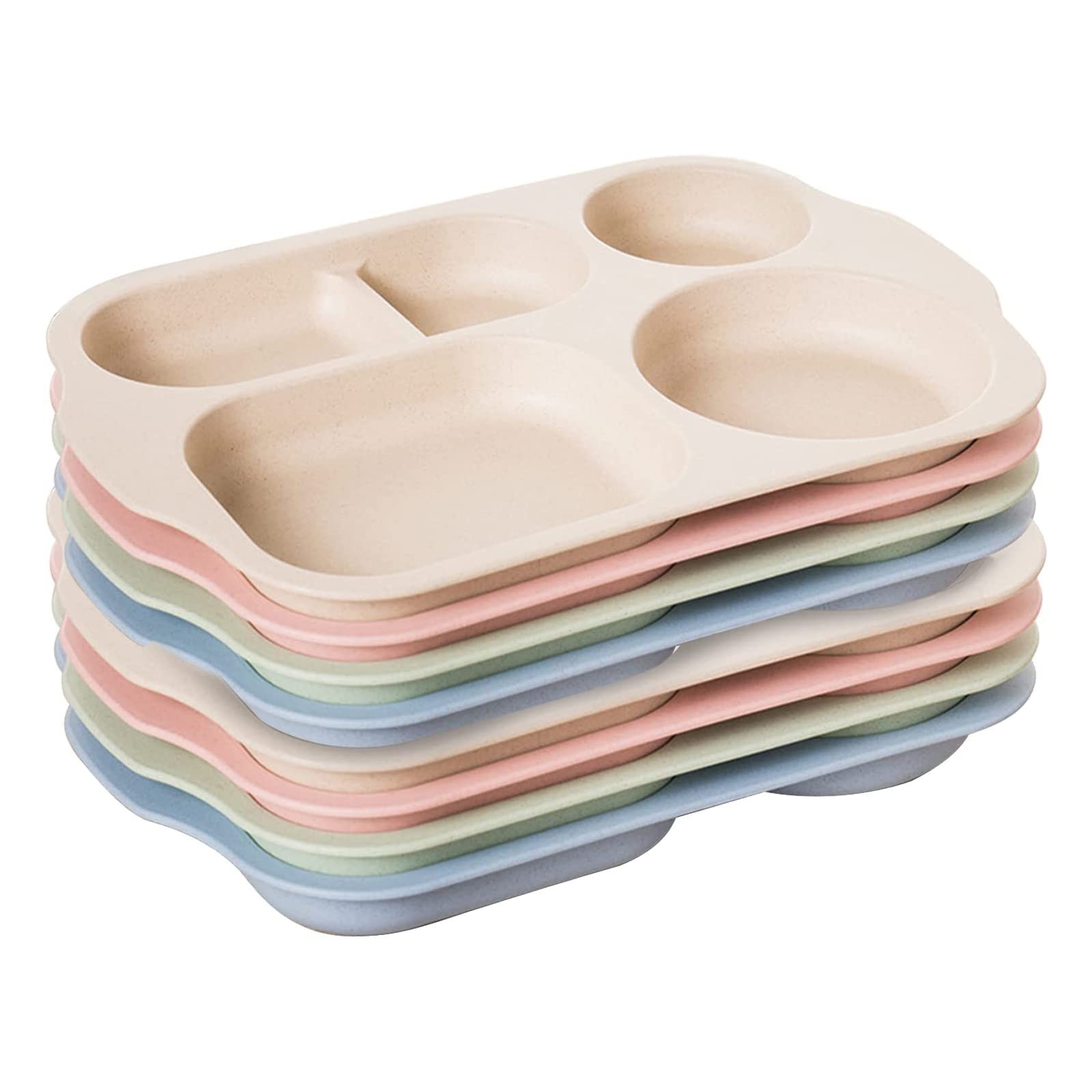 Photo 1 of Cheeren 8 Pack Plastic Divided Plates Set-Sectioned Meal Camping Dishes for BBQ, Microwave & Dishwasher Safe