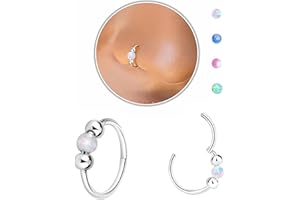 GREETING CARD EARRINGS Nose Rings Hoops Opal Nose Piercings Jewelry 316L Surgical Steel Hypoallergenic Silver Septum Hoop Nose Ring for Women 18G Hinged Helix Rook Conch Cartilage Daith Tragus Earring