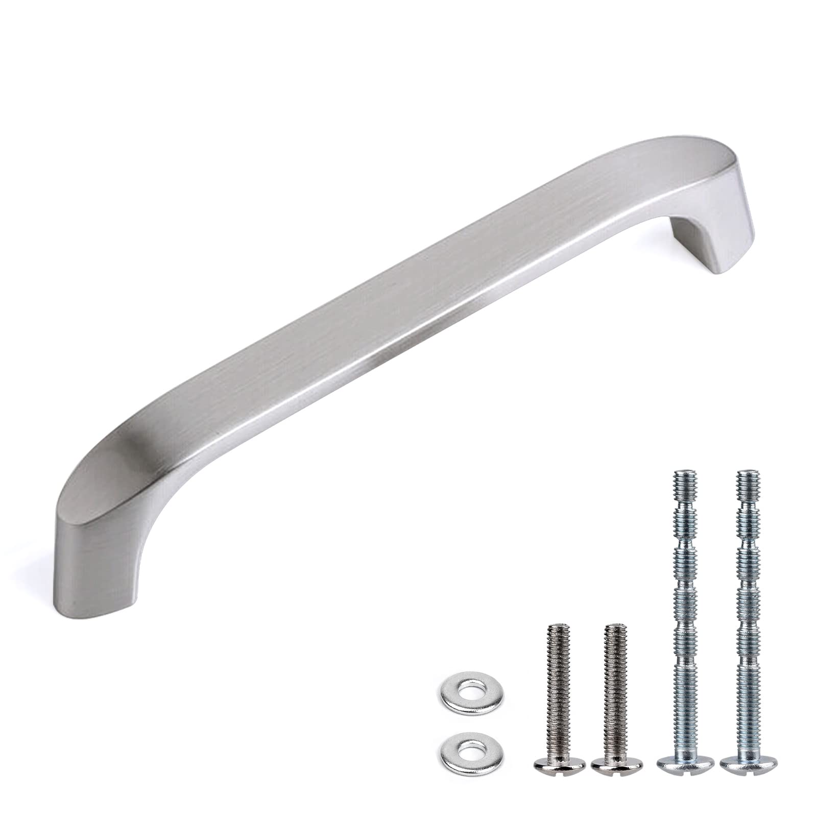 WEAVERBIRD Cupboard Drawers Door Handle 96 mm Hole Spacing Furniture Handle Bar Counter Handle Zinc Alloy Kitchen Handle Brushed Silver 3-3/4 Inch Pack of 1