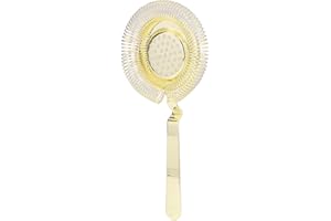 CHICIRIS Bar Strainer, Stainless Steel Cocktail Strainer Hawthorne Strainer with Removable Spring, 8 x 3.7in(Gold)