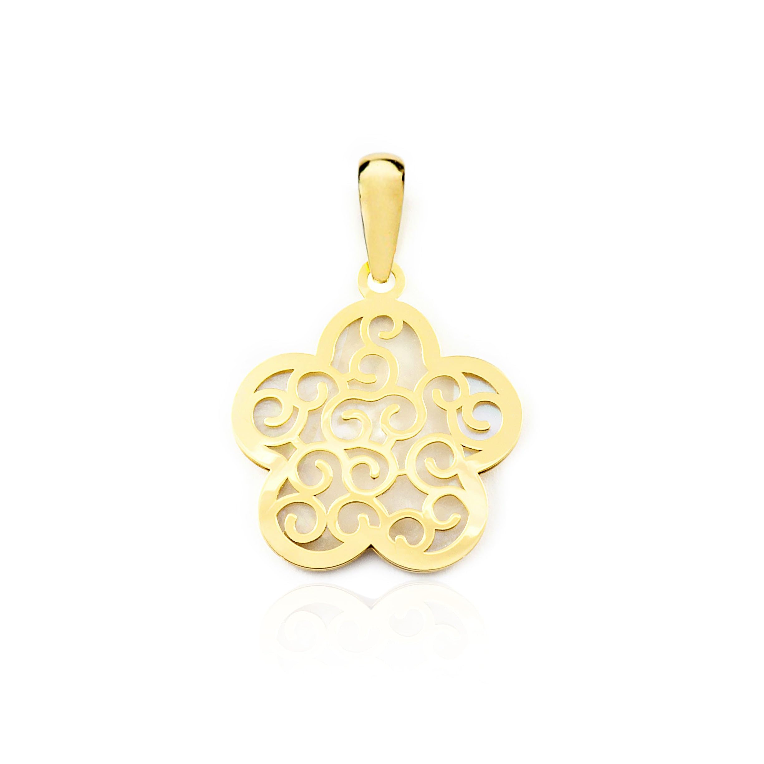 Monde Petit 18ct Yellow Gold flower Nacre Pendant