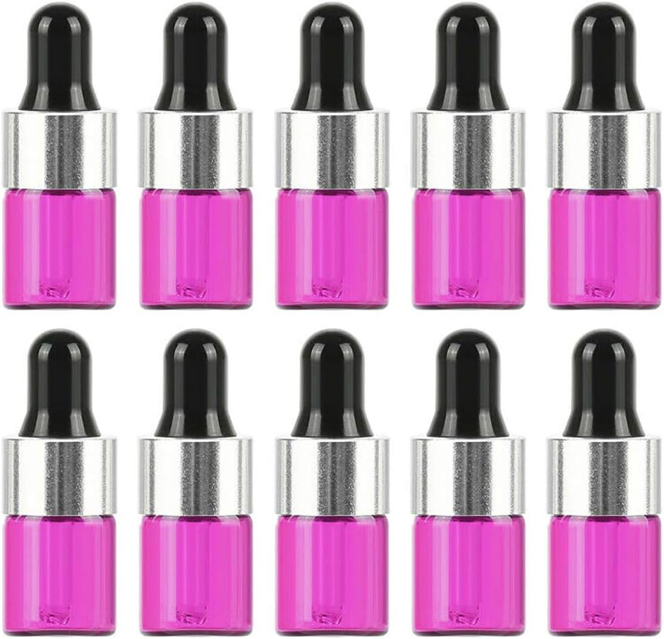 10Pcs Mini Dropper Bottle, 2ml/3ml Glass Bottles with Glass Eye Droppers, Travel Size Sample Vials Essential Oils Dropping Bottles (3ML,Rose)