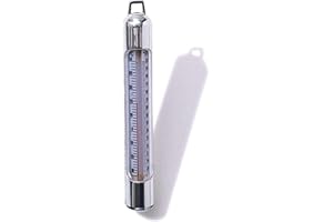 SWIMLINE HYDROTOOLS Chrome Finish Tube Thermometer Large Easy Read For Water Temperature Shatter Resistant With String For Outdoor And Indoor Swimming Pools Spas Ponds Bathtubs