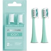 AquaSonic Genuine Icon Replacement Brush Heads | Compatible with AquaSonic Icon Toothbrush | 2 Brush Heads | for Normal &amp; Sensitive Teeth (Mint)
