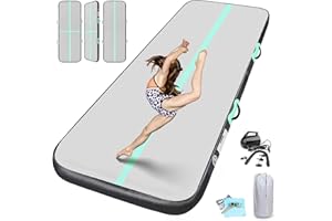 BCGA Inflatable Gymnastics Mat, Air Tumbling Track Mats For Kids Home Gym Water Gymnastics Yoga Cheerleading Training Landing Exercise with Pump