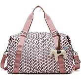 HATAMOTO Weekender Duffel Sport Gym Bag Overnight Travel duffle Bags with Wet Pocket S4-Check Pink