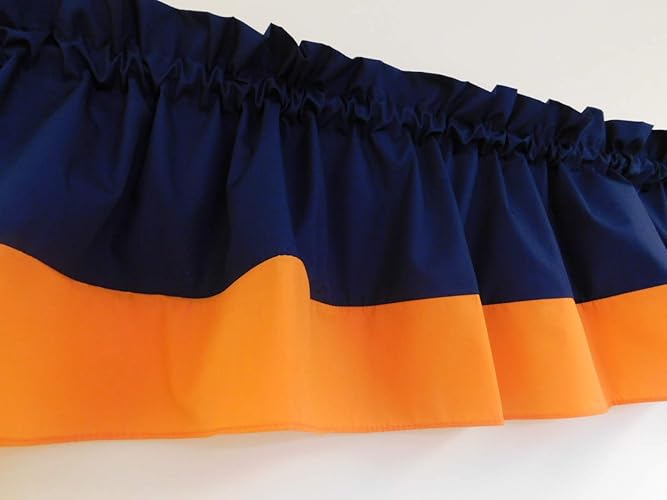 Amazon Com Navy Blue And Orange Valance Curtain Two Tones Combo