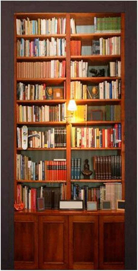 2pcs Wall Sticker Bedroom Self-Adhesive 3D Wall Stickers 38.5 x 200 cm Door Stickers Home Decor Living Room (Bookcase Door Stickers)