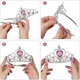 Vicloon Elsa Princess Tiara and Magic Wand Set for Kids Pink Crown Wand view 3